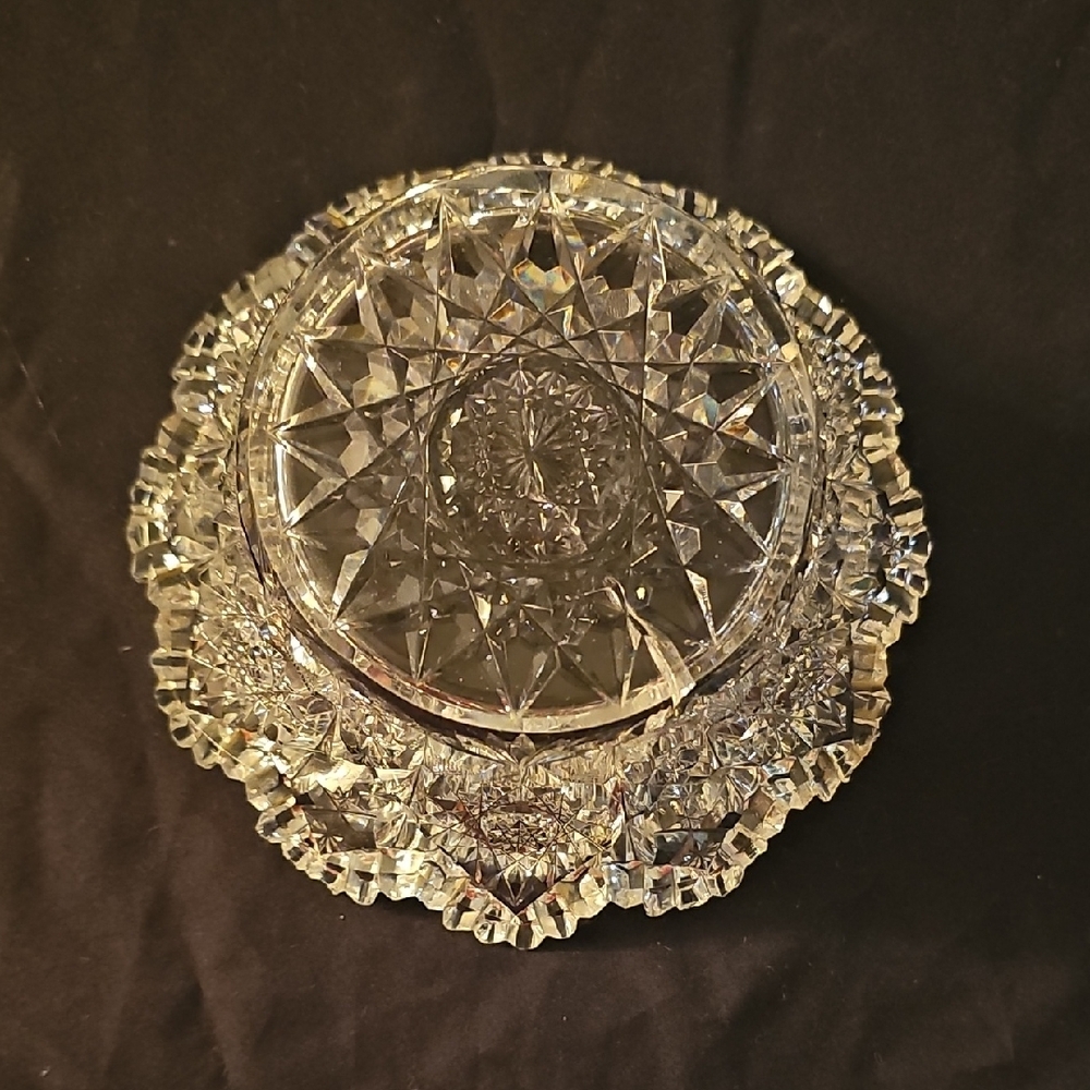 Silver Glass Art Bowl with Radiant Patterns - Picture 3 of 5